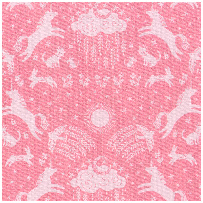 Pink Happy Skies Unicorn Fabric, detail