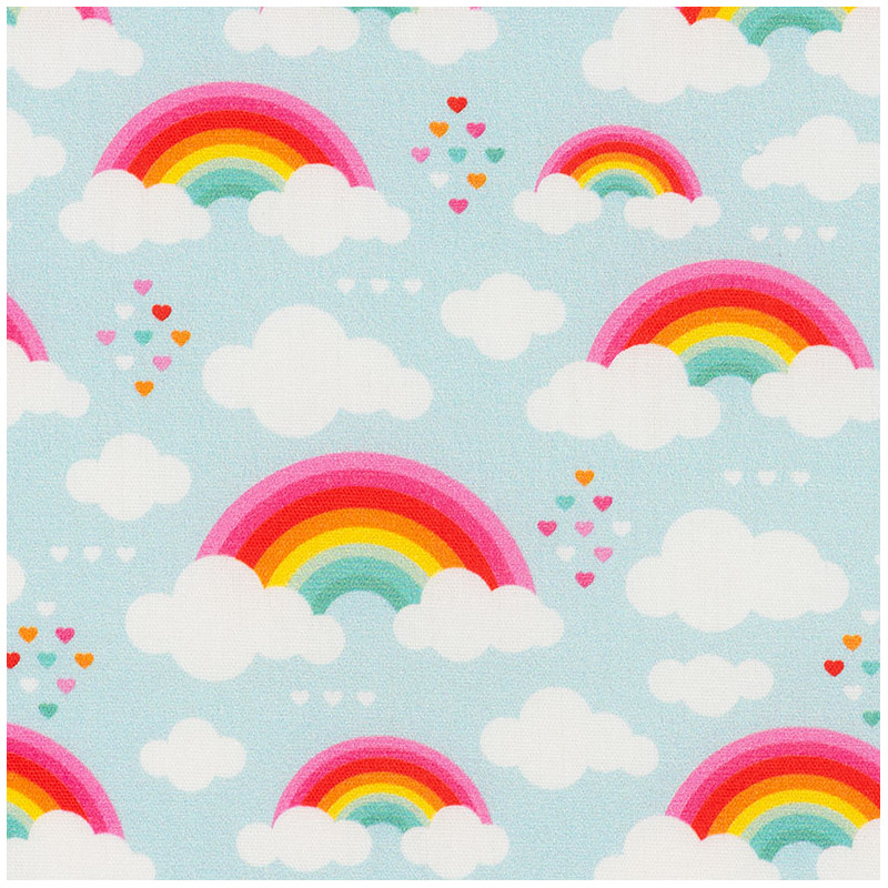 Rainbow Clouds Fabric, detail