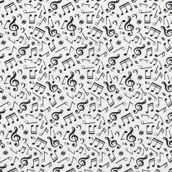White musical notes fabric