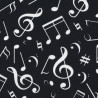 Black musical notes fabric, detail