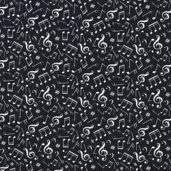 Black musical notes fabric