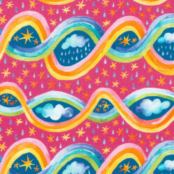 Happy Skies Sprinkle Twinkle Fabric Pink, detail