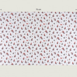 Cats and flower fabric white, half width
