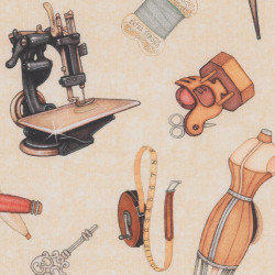 Vintage sewing kit fabric, detail