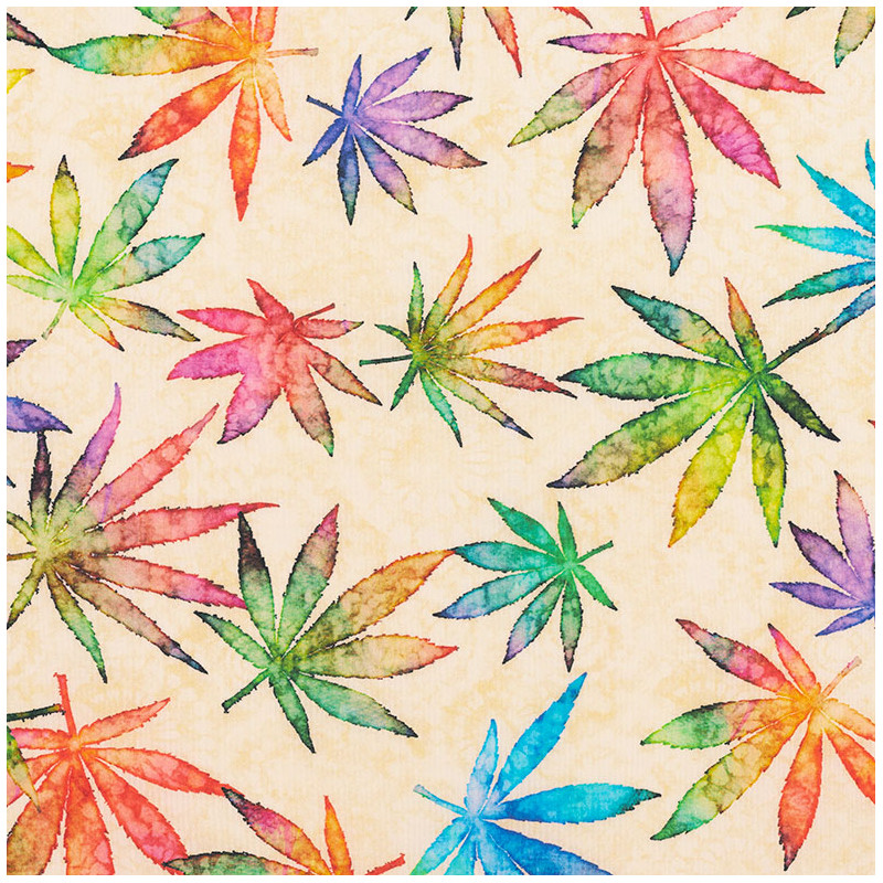 Rainbow cannabis leaf fabric