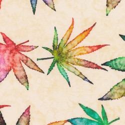Rainbow cannabis leaf fabric, detail