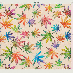 Rainbow cannabis leaf fabric, half width
