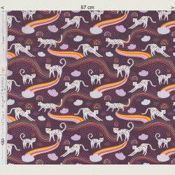 Rainbow jaguar fabric, half width