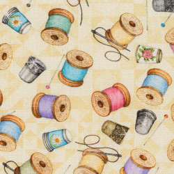 Vintage sewing kit fabric, detail