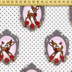 Witte hertjes stof detail