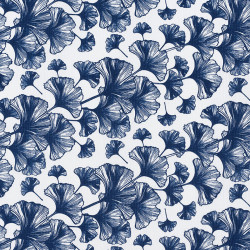Japanese Ginko leaf fabric blue