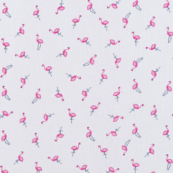 Kleine flamingo's op witte katoenen stof