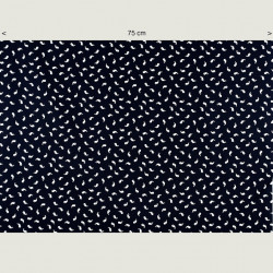 Small whales fabric navy blue, half width