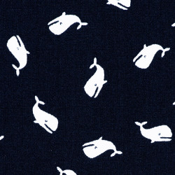 Small whales fabric navy blue, detail