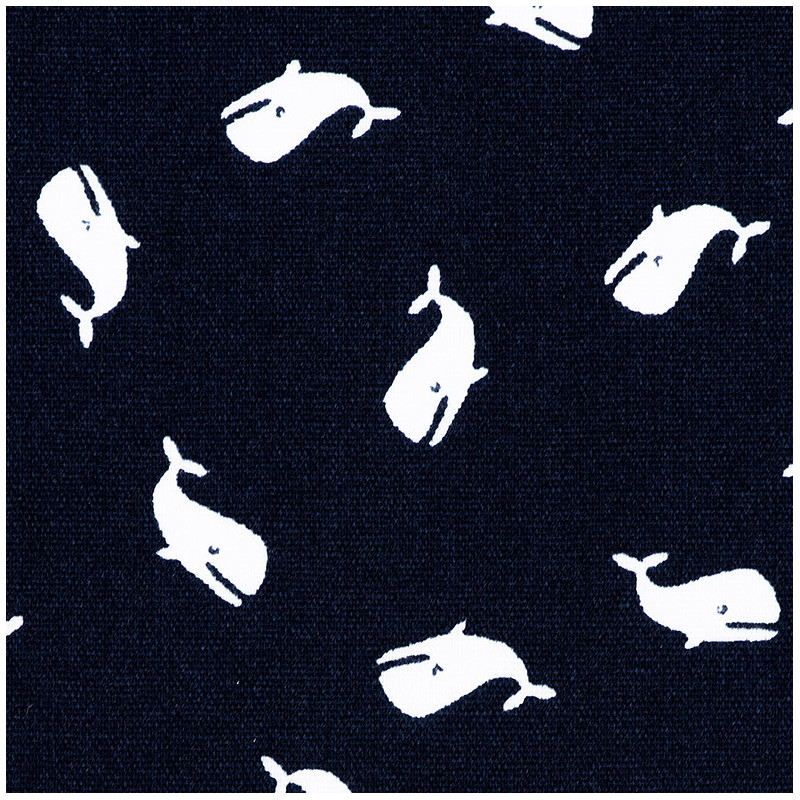 Kleine walvissen katoen stof navy, detail