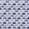Parapluutjes in de regen stof blauw, detail