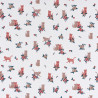 Cats and flower fabric white