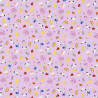 Lilac spring fabric with bugs and rainbows
