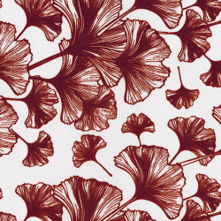 Japanese Ginko leaf fabric red, detail