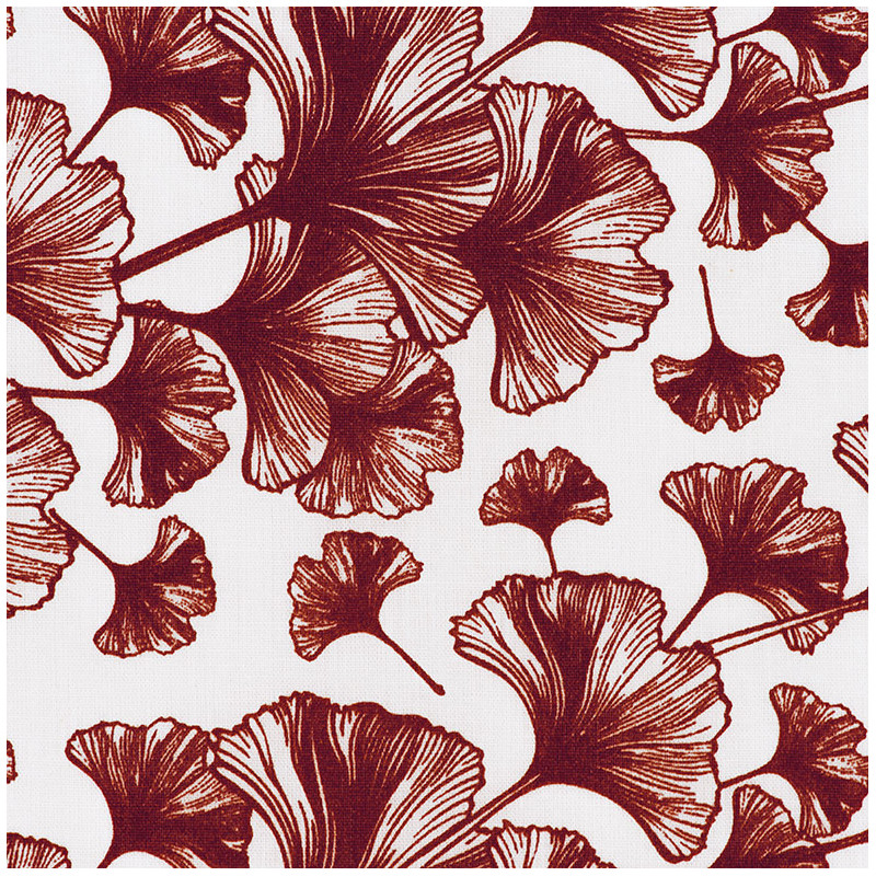 Japanese Ginko leaf fabric red, detail