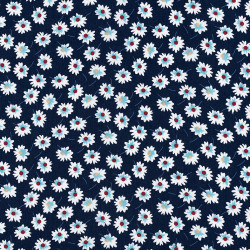 Blue cotton fabric with white daisies