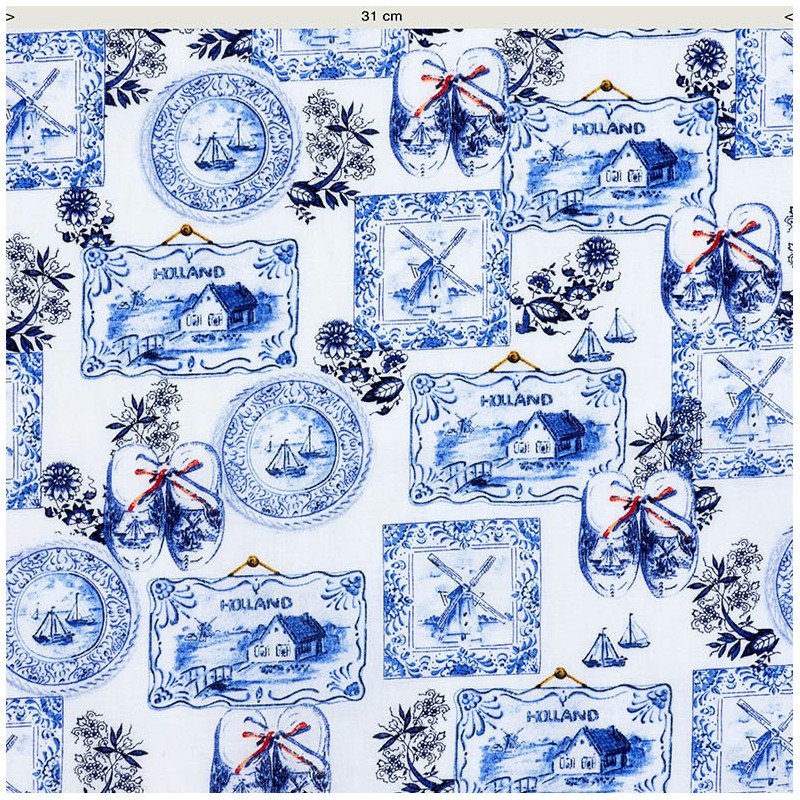 blue wall plates fabric