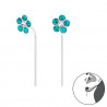 Kristal Bloem oorsteker aqua