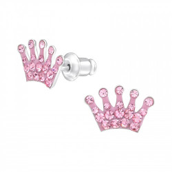 Crystal Crown Earrings pink