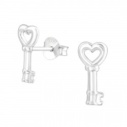 Heart shaped key earrings